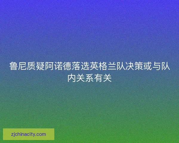 鲁尼质疑阿诺德落选英格兰队决策或与队内关系有关 鲁尼质疑阿诺德落选英格兰队决策或与队内关系有关